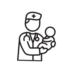 Doctor holding newborn baby, healthcare and medical concept
