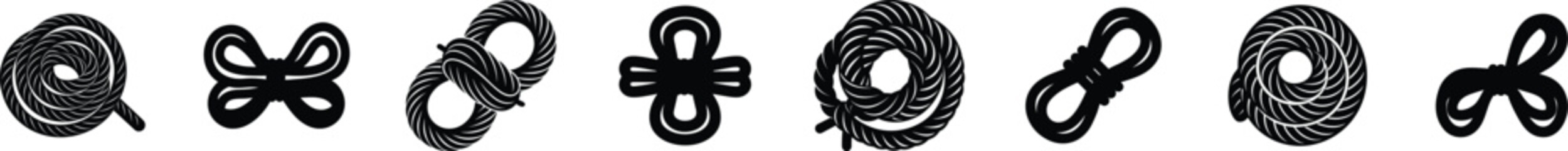 Collection of abstract rope knot shapes silhouette set silhouette
