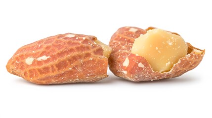 Closeup of Roasted Peanuts Broken Open Showing Creamy Inside