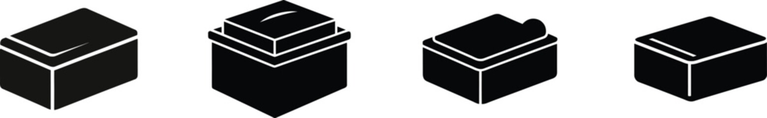 Collection of four silhouetted soap boxes ready for packaging and design silhouette