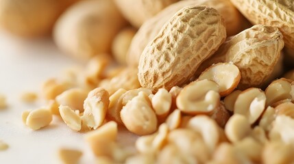 Closeup Shelled Peanuts and Peanut Pieces Food Photography