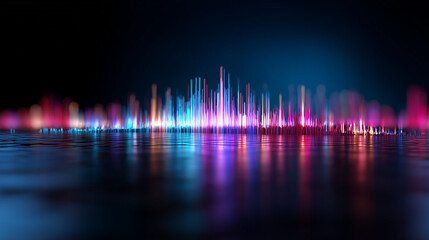 Animated sound waves pulse across a clean, minimal tech-blue background.