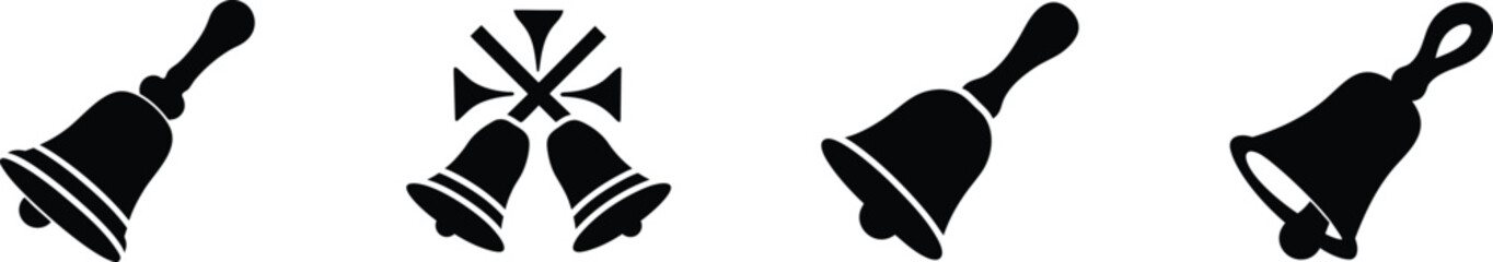 Obraz premium Traditional handbell silhouette set christmas holiday festive celebration silhouette