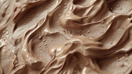 Close-up texture of creamy mocha mousse with soft, smooth finish.
