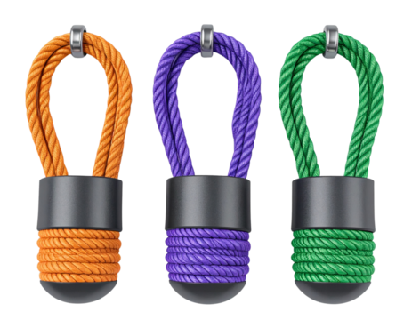  Three Jump Ropes Laid Flat in Parallel, isolated on transparent background PNG