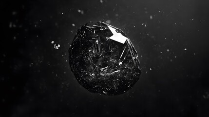 Abstract Black Crystal Shard in Dark Space, Futuristic Mineral,  3D Render