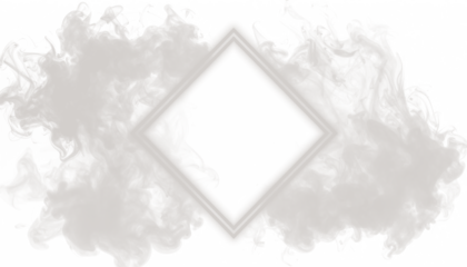 PNG of white smoke gently outlining invisible diamond shape in airy geometric style, isolated transparent vapor effect with soft flowing edges, perfect for abstract art, decorative design, fantasy vis