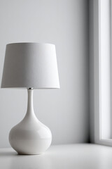 photorealistic ultraminimalist lamp design against immaculate white background