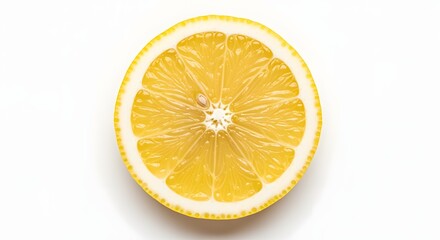 Bright cross-section of a citrus fruit, showcasing its juicy segments and white rind.