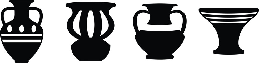 Ancient greek pottery silhouette set various ceramic vessels silhouette © Graphics Dot