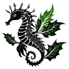 Leafy Sea Dragon white bracgraund black colour
