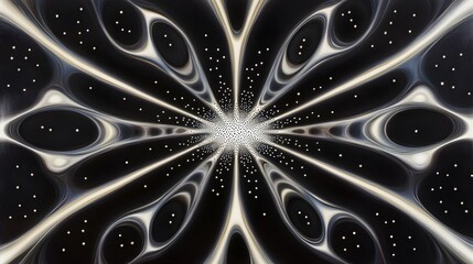 Abstract Cosmic Mandala Black White Swirling Galaxy Art