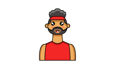 Man in Headband Cartoon