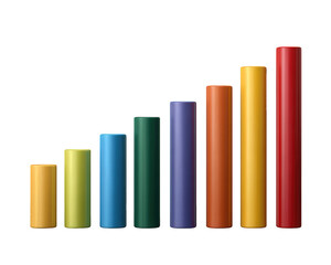 Colorful bar chart business analysis growth data visualization finance statistics success progress isolated transparency background