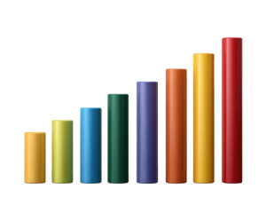 Colorful bar chart business analysis growth data visualization finance statistics success progress isolated transparency background