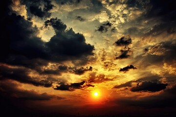 Dramatic sunset sky with dark clouds (1)