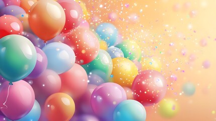Colorful Balloons Festive Background with Glitter