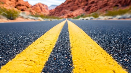Desert Highway Road Trip Scenic Route Asphalt Lines