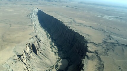 Aerial View of Dramatic Desert Canyon Gorge Cliff Landscape
