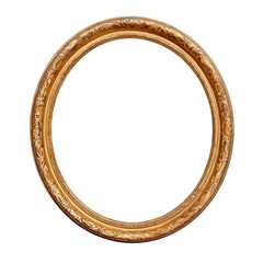 Ornate Gold Round Frame with Intricate Details on Transparent Background
