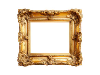 Ornate gold frame isolated on black background elegant design, Isolated On White Background, Png Transparent
