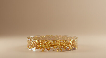 A close-up shot showcases a cylindrical container filled with small, golden-brown, textured items, likely food, against a neutral background, emphasizing its contents.