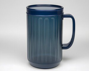 Dark Blue Plastic Mug with Lid and Handle Kitchen Drinkware