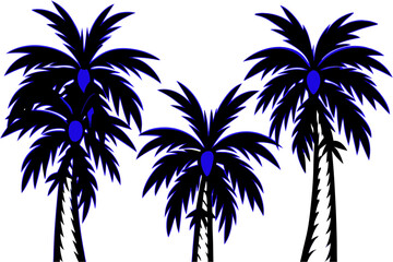 Fototapeta premium A vibrant vector illustration of tropical palm tree silhouettes on a sun-drenched beach, perfect for your summer vacation designs