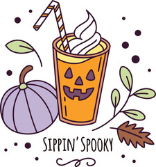 Fall Autumn Halloween Drink SVG Design