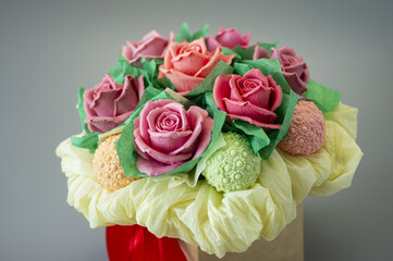 bouquet of roses from soap gift for holidays