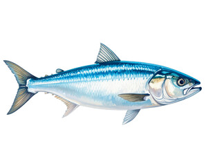 Fototapeta premium Carefully drawn illustration of bluefish. Charming. Delicious. Hand-drawn style. Brush. Seafood. Freshness. Fresh. Market. DHA, EPA. Health. Diet.