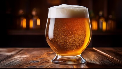 craft beer in a style appropriate glass with fine foam representing high quality flavor