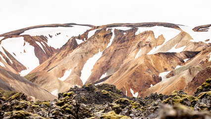 hiking trail at mountain landscape called Landmannalaugar highlands in Iceland