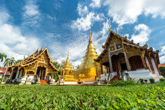 Wat Phra Singh in Chiang Mai, Thailand. Wat Phra Singh is located in the western part of the old city centre of Chiang Mai , Thailand
