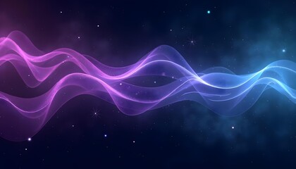 Fototapeta premium Futuristic data streams flowing across a dark background with neon purple and cyan hues, smooth and matte finish .