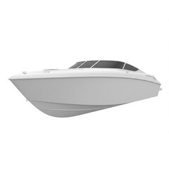 A plain white speedboat isolated on white