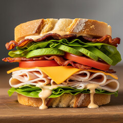 Obraz premium Gourmet Sandwich Fully Stacked 