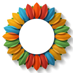 "Colorful Geometric Sunflower Illustration with Multicolored Petals on White Background – Modern Minimalist Floral Design"
