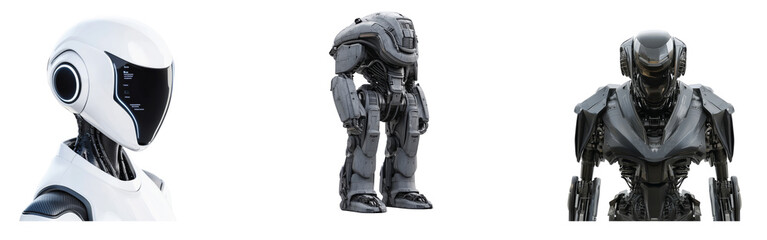 Fototapeta premium Futuristic robot trio with sleek and advanced design