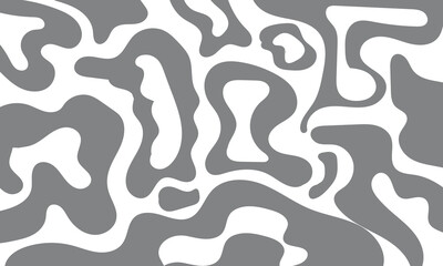 Abstract Fluid Shapes Composition, Modern Background, Poster, Greeting Card, Cover or Digital Art with Flowing Forms, Decorative Patterns and Vector Elements in Gray and White