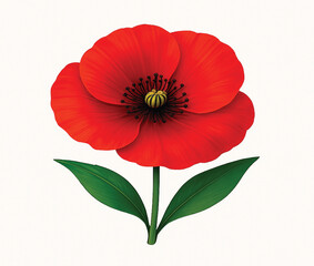 red poppy isolated on white background