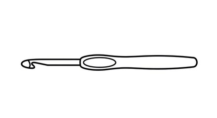 Linear Crochet Hook Illustration Depicting Hobby Craft Tool on White Background