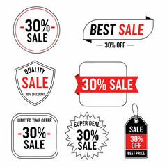 Collection Of Bright Red Sale Badges And Labels For Discount Promotions And Special Offers