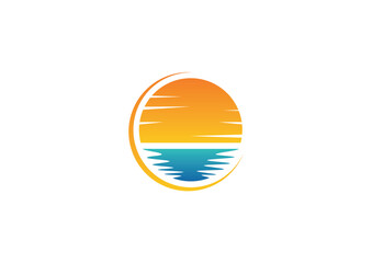 Lake, sun, sunset.eps