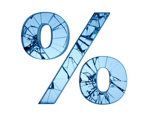 Broken Percentage Symbol on Transparent Background