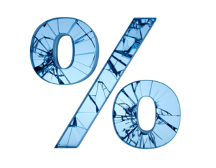 Broken Percentage Symbol on Transparent Background