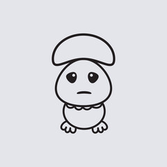 Sad Mushroom Character Illustration with Simple Lines and Minimalist Design Perfect for Childrens Books or Educational Materials Exploring Emotions and Feelings