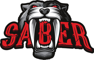 Saber Tooth Mascot Logo – Aggressive Animal Esports Team Emblem Design