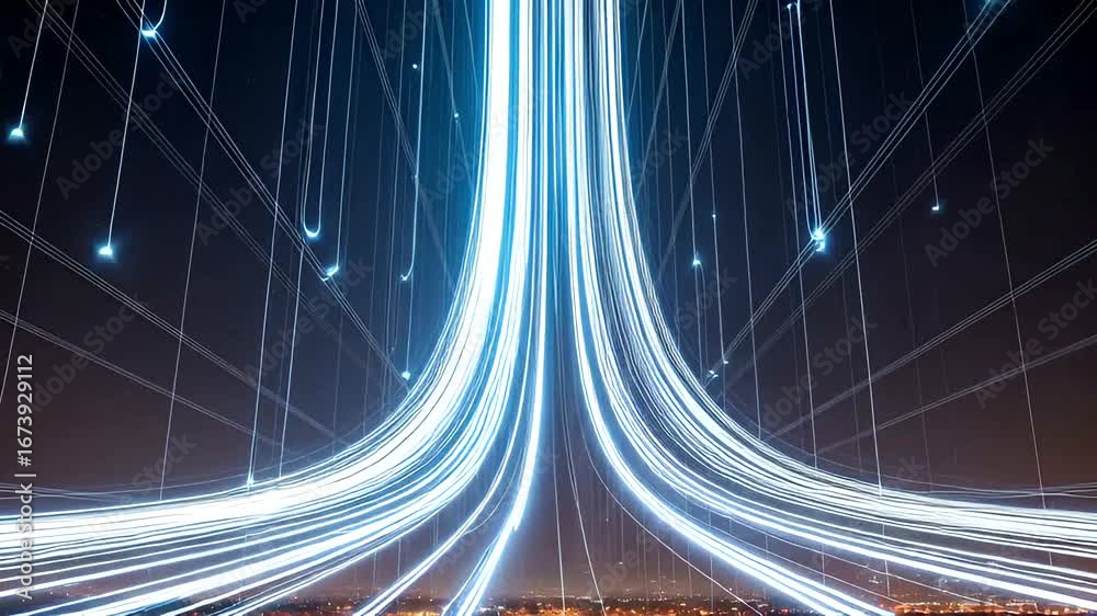 Wall mural futuristic light trails abstract background with digital data stream concept, data flow
