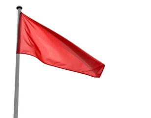 Red Flag on Pole on Transparent Background